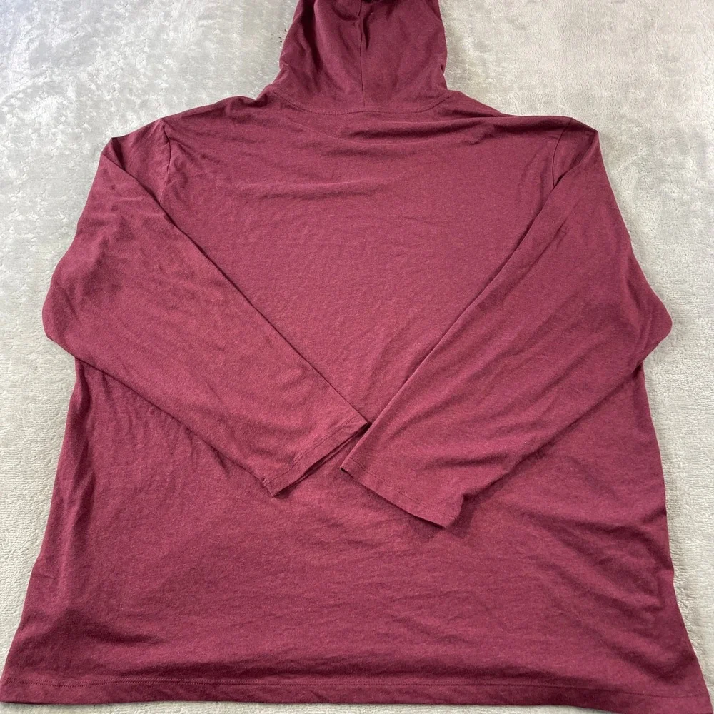 Polo Ralph Lauren Hooded T Shirt Mens 2XB Burgundy Long Sleeve Casual Preppy